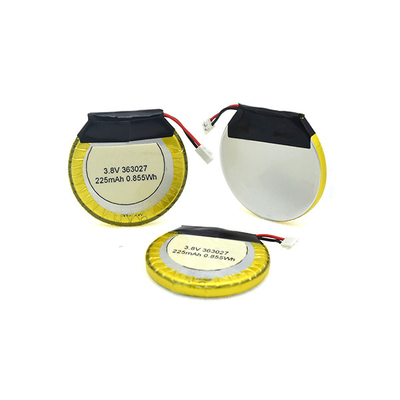 ব্লুটুথ হেডফোনের জন্য 225mAh 3.8 V Li পলিমার ব্যাটারি রাউন্ড / LiPo ব্যাটারি