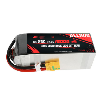 RC 25C 6S 12000mAh LiPo ব্যাটারি 22.2V উচ্চ সি রেট ব্যাটারি প্যাক