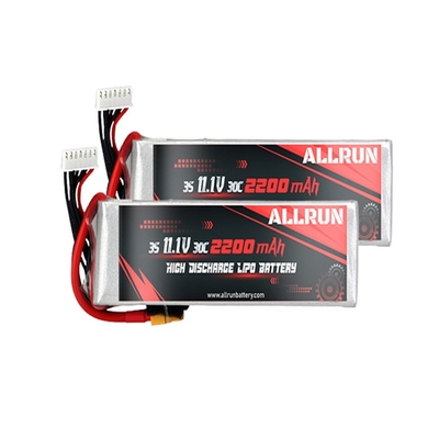 RC বিমানের জন্য 3S1P 30C হাই ডিসচার্জ LiPo ব্যাটারি 11.1V 2200mAh