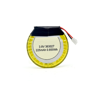 ব্লুটুথ হেডফোনের জন্য 225mAh 3.8 V Li পলিমার ব্যাটারি রাউন্ড / LiPo ব্যাটারি