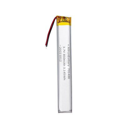 পোর্টেবল মেডিকেল ডিভাইসের জন্য 3.7V 850mAh 701488 কাস্টম আল্ট্রা ন্যারো লিপো ব্যাটারি প্যাক