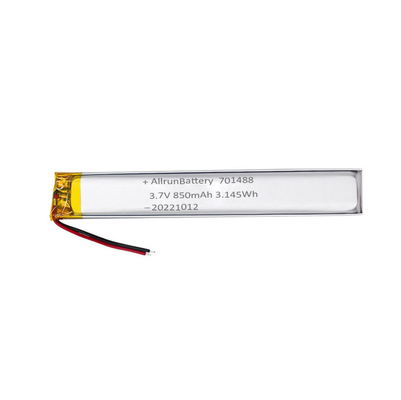পোর্টেবল মেডিকেল ডিভাইসের জন্য 3.7V 850mAh 701488 কাস্টম আল্ট্রা ন্যারো লিপো ব্যাটারি প্যাক