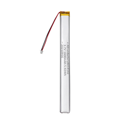 ভয়েস রেকর্ডারের জন্য নিরাপদ 3.7V 1600mAh কাস্টম লিপো ব্যাটারি আল্ট্রা ন্যারো লি-পলিমার ব্যাটারি