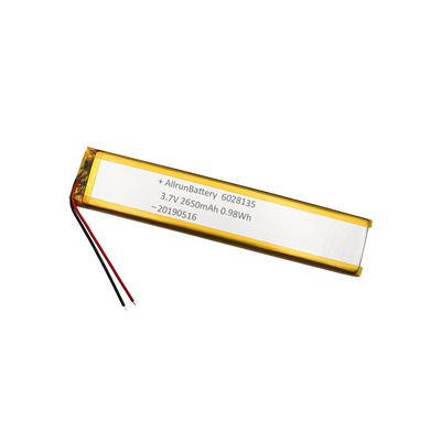 3.7V 2650mAh লি পলিমার ব্যাটারি 6 মিমি আল্ট্রা ন্যারো কাস্টম লিপো ব্যাটারি