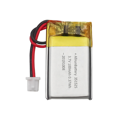 0.37Wh 3.7V 100mAh Mini LiPo ব্যাটারি রিচার্জেবল কাস্টম 351523