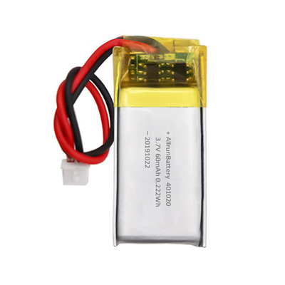 হালকা রিচার্জেবল কাস্টম মিনি লিপো ব্যাটারি 3.7 V 60mAh 401020