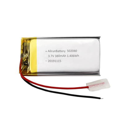 পাতলা 3.7V 380mAh LiPo ব্যাটারি কাস্টম লি আয়ন রিচার্জেবল ব্যাটারি