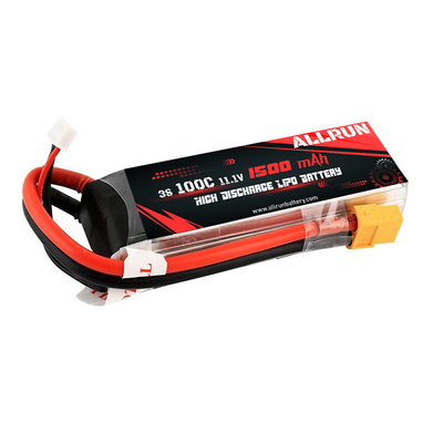 রিচার্জেবল হাই ডিসচার্জ LiPo ব্যাটারি প্যাক 100C 1500mAh 3S 11.1V