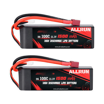 রিচার্জেবল হাই ডিসচার্জ LiPo ব্যাটারি প্যাক 100C 1500mAh 3S 11.1V