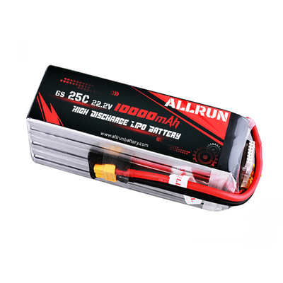 22.2V 6S 10000mAh LiPo ব্যাটারি 25C উচ্চ সি রেট LiPo ব্যাটারি প্যাক