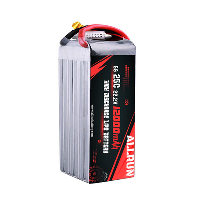 RC 25C 6S 12000mAh LiPo ব্যাটারি 22.2V উচ্চ সি রেট ব্যাটারি প্যাক