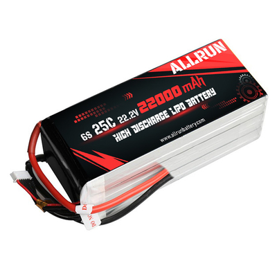 25C 6S 22000mAh LiPo ব্যাটারি 22.2V উচ্চ সি রেট LiPo ব্যাটারি প্যাক
