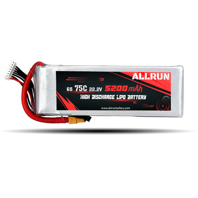 9048155 75C 22.2V 6S 5200mAh হাই ডিসচার্জ LiPo ব্যাটারি প্যাক