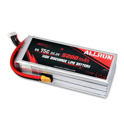 9048155 75C 22.2V 6S 5200mAh হাই ডিসচার্জ LiPo ব্যাটারি প্যাক