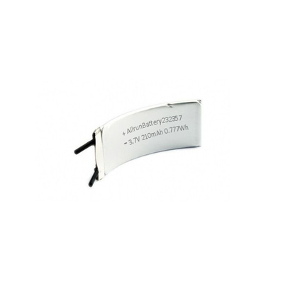 1C 3.7 V LiPo রিচার্জেবল ব্যাটারি 210mAh কার্ভড লিথিয়াম পলিমার ব্যাটারি