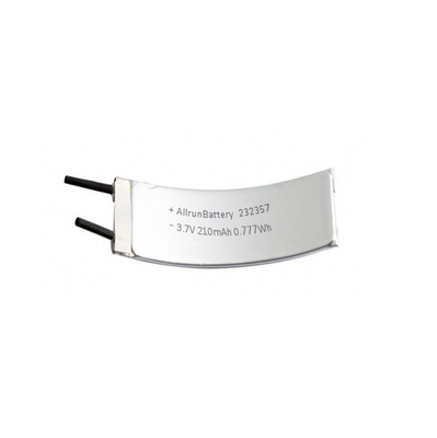 1C 3.7 V LiPo রিচার্জেবল ব্যাটারি 210mAh কার্ভড লিথিয়াম পলিমার ব্যাটারি