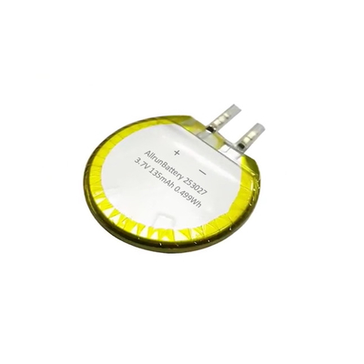 নিরাপদ 3.7V 135mAh রাউন্ড লিপো ব্যাটারি নির্ভরযোগ্য কাস্টম লিথিয়াম পলিমার ব্যাটারি