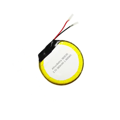 কাস্টম 3.7 V 380mAh LiPo ব্যাটারি রাউন্ড রিচার্জেবল ব্যাটারি লিথিয়াম পলিমার