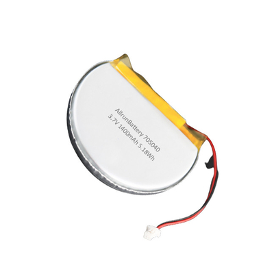 কাস্টম 3.7V 1400mAh রাউন্ড লিপো ব্যাটারি সেল 705040 উচ্চ স্তরের ক্ষমতা সহ