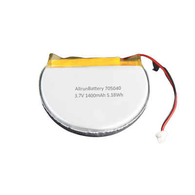 কাস্টম 3.7V 1400mAh রাউন্ড লিপো ব্যাটারি সেল 705040 উচ্চ স্তরের ক্ষমতা সহ