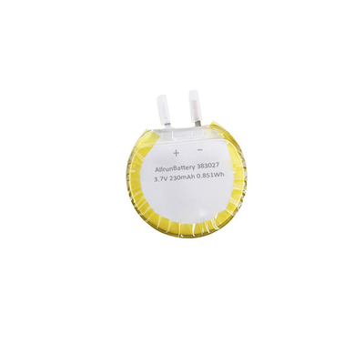 কাস্টম রাউন্ড লিপো ব্যাটারি সেল 3.7V 230mAh 383027 অনন্য আকারের সাথে