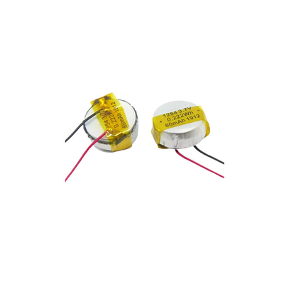 বোতাম লি পলি ব্যাটারি 1254 শক্তিশালী 3.7 V 60mAh LiPo ব্যাটারি